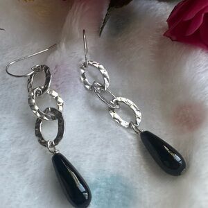 Silpada sterling Silver 925 and onyx Dangle Earrings